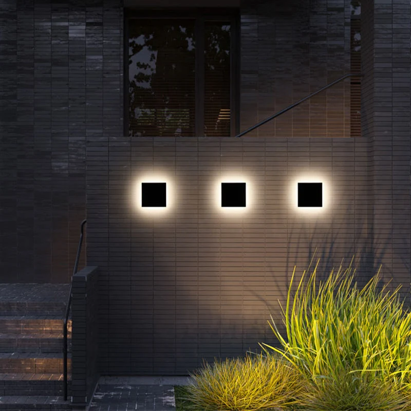 Minimalistische LED Buitenlamp Wandverlichting Metaal Rond Vierkant Waterdicht IP65 Tuinverlichting voor Gang Terras | Sansoti