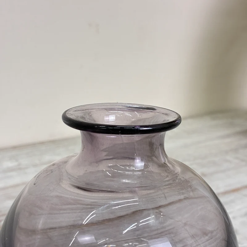 Kleine Glasvase Mini Kugelvase Rauchglas Lila Transparent Vase Gebraucht