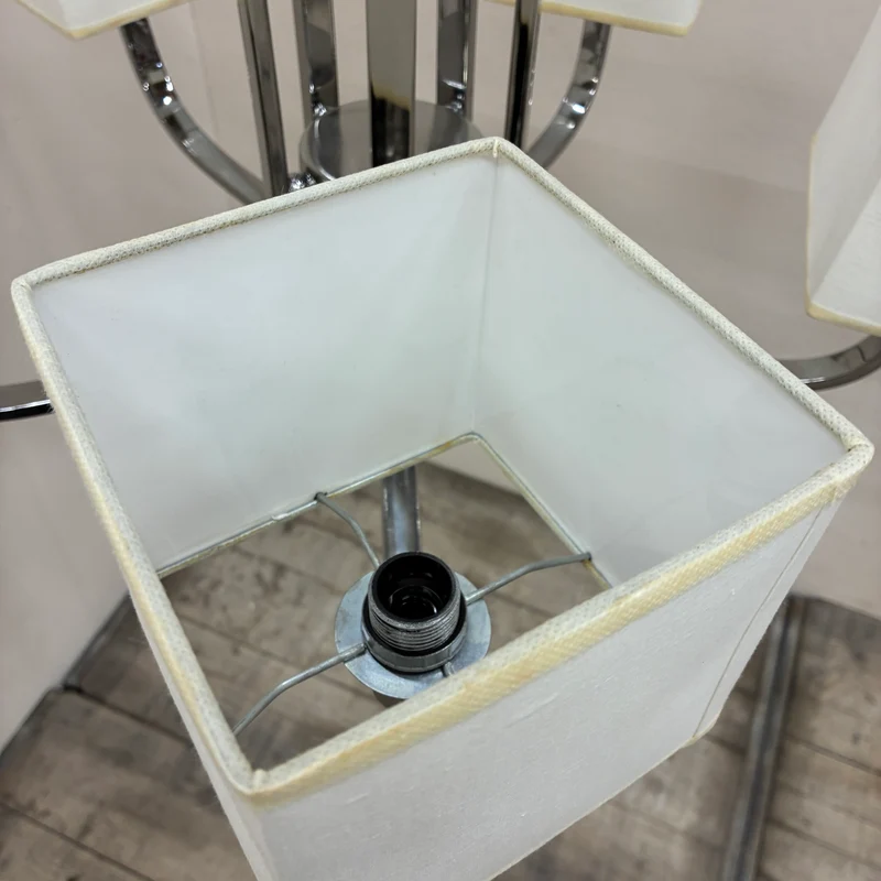 Kronleuchter Luster Hängelampe Deckenlampe Chrom Stoffschirm Lampe Gebraucht