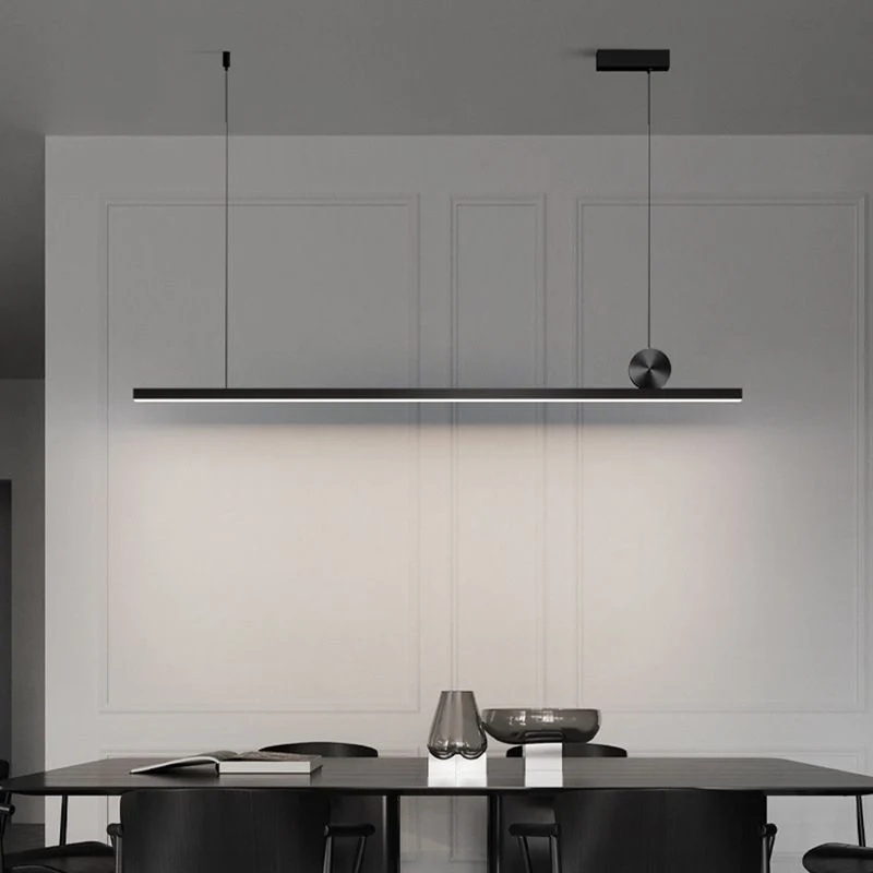 Asymmetrische Hanglamp Lineair Metaal 90-120cm Zwart Goud Dimbaar Woonkamer Slaapkamer Verlichtingsunit | Sansoti