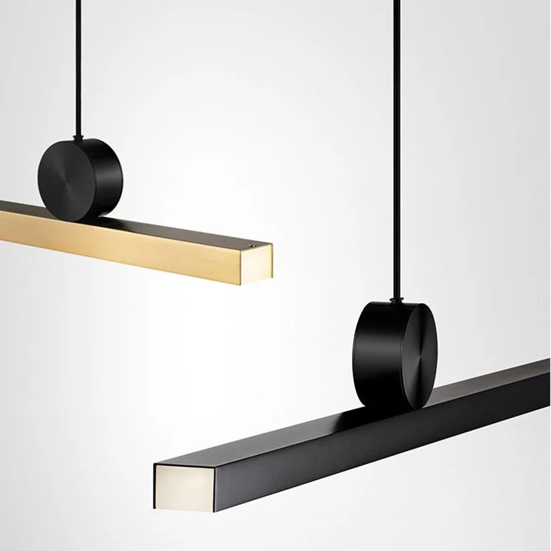 Asymmetrische Hanglamp Lineair Metaal 90-120cm Zwart Goud Dimbaar Woonkamer Slaapkamer Verlichtingsunit | Sansoti