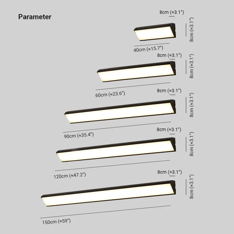 Wandlamp Buiten Modern Metaal Acryl Zwart Lineair LED 40-150cm Tuin Balkon Terras Gevel Buitenverlichting | Sansoti