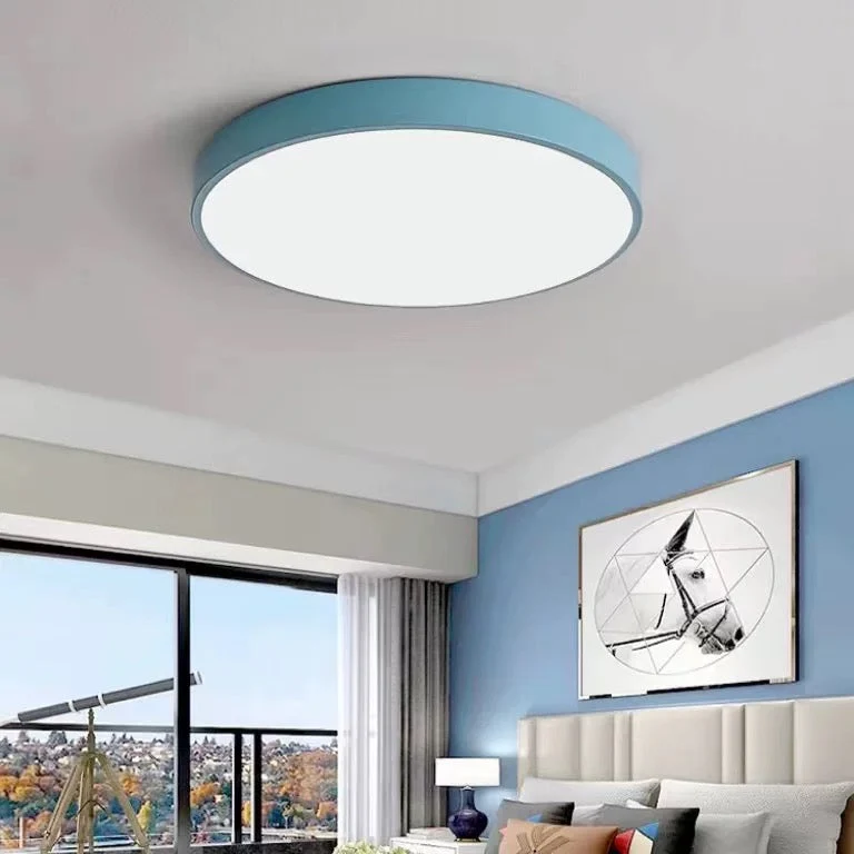 Ronde LED Plafondlamp Metaal Acryl Geel Blauw Groen Roze Grijs Woonkamer Slaapkamer Kinderkamer Modern | Sansoti