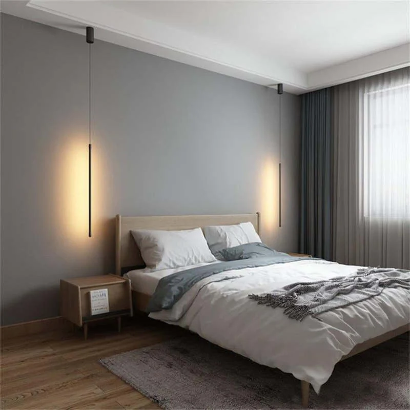 Minimalistische Hanglamp Zwart Metaal en Acryl met LED-strip voor Slaapkamer Woonkamer Moderne Verlichting | Sansoti