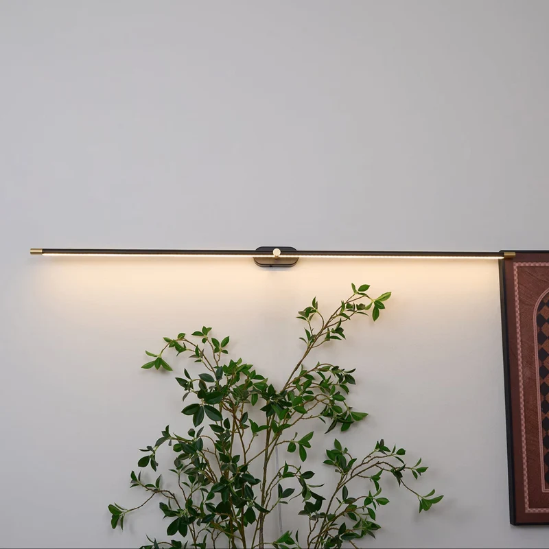 Oplaadbare LED Wandlamp Linear Design Zwart Goud Touch Dimbaar Snoerloos 68-128cm Modern Sfeerlicht Binnen | Sansoti