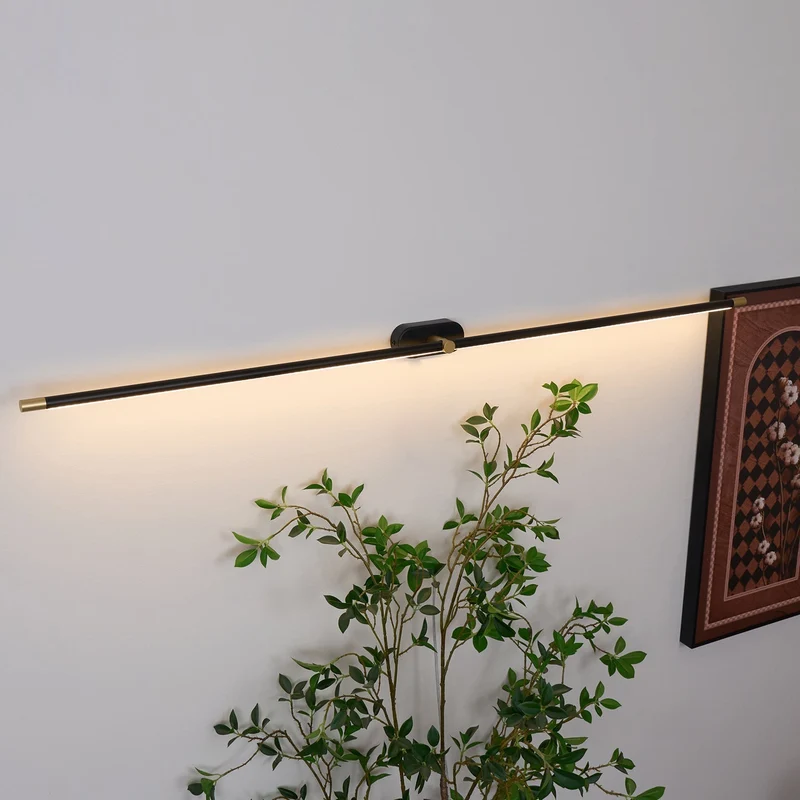 Oplaadbare LED Wandlamp Linear Design Zwart Goud Touch Dimbaar Snoerloos 68-128cm Modern Sfeerlicht Binnen | Sansoti