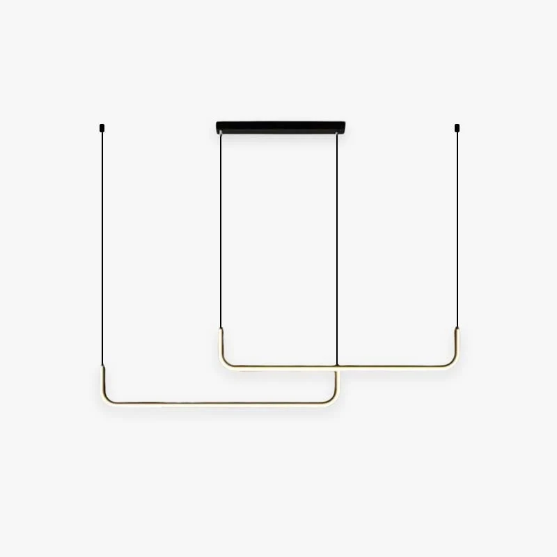 Hanglampen LED Dubbel Frame Lineair Modern Zwart Goud Eetkamer Woonkamer Design Verlichting Sfeervol | Sansoti