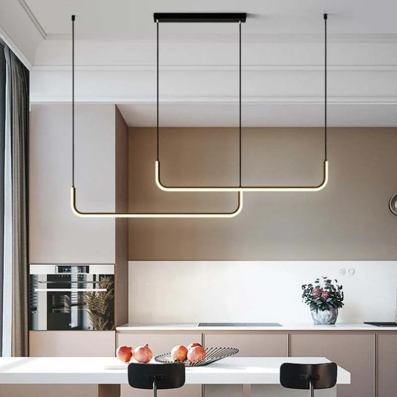 Hanglampen LED Dubbel Frame Lineair Modern Zwart Goud Eetkamer Woonkamer Design Verlichting Sfeervol | Sansoti