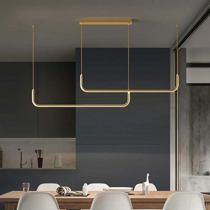 Hanglampen LED Dubbel Frame Lineair Modern Zwart Goud Eetkamer Woonkamer Design Verlichting Sfeervol | Sansoti
