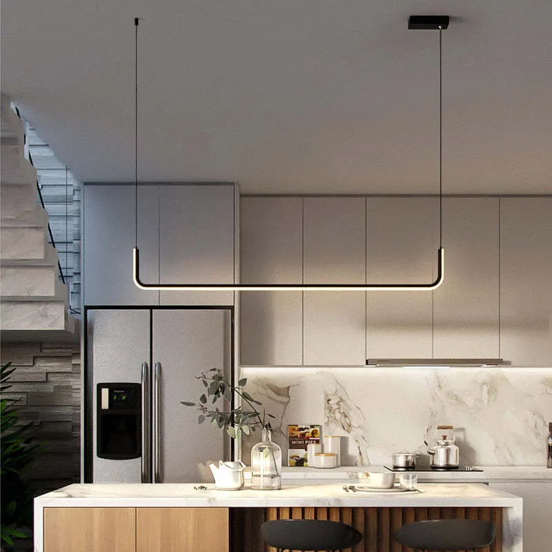 Hanglampen LED Dubbel Frame Lineair Modern Zwart Goud Eetkamer Woonkamer Design Verlichting Sfeervol | Sansoti
