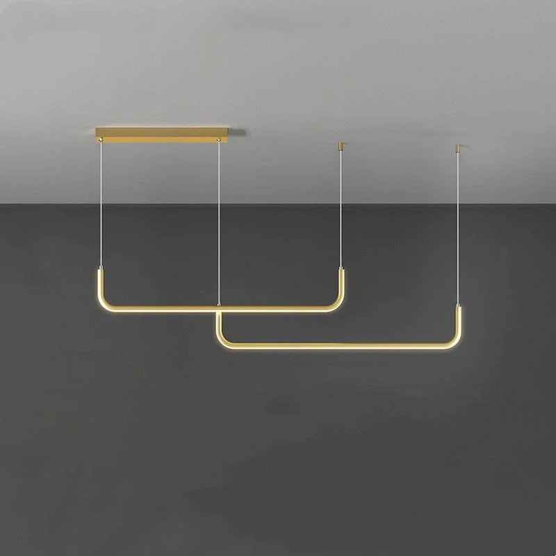 Hanglampen LED Dubbel Frame Lineair Modern Zwart Goud Eetkamer Woonkamer Design Verlichting Sfeervol | Sansoti