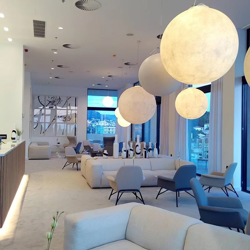 Hangende Maanlamp Bolvormig Wit Design Verstelbaar 25-100cm Sfeerverlichting Modern Interieur Woonkamer | Sansoti