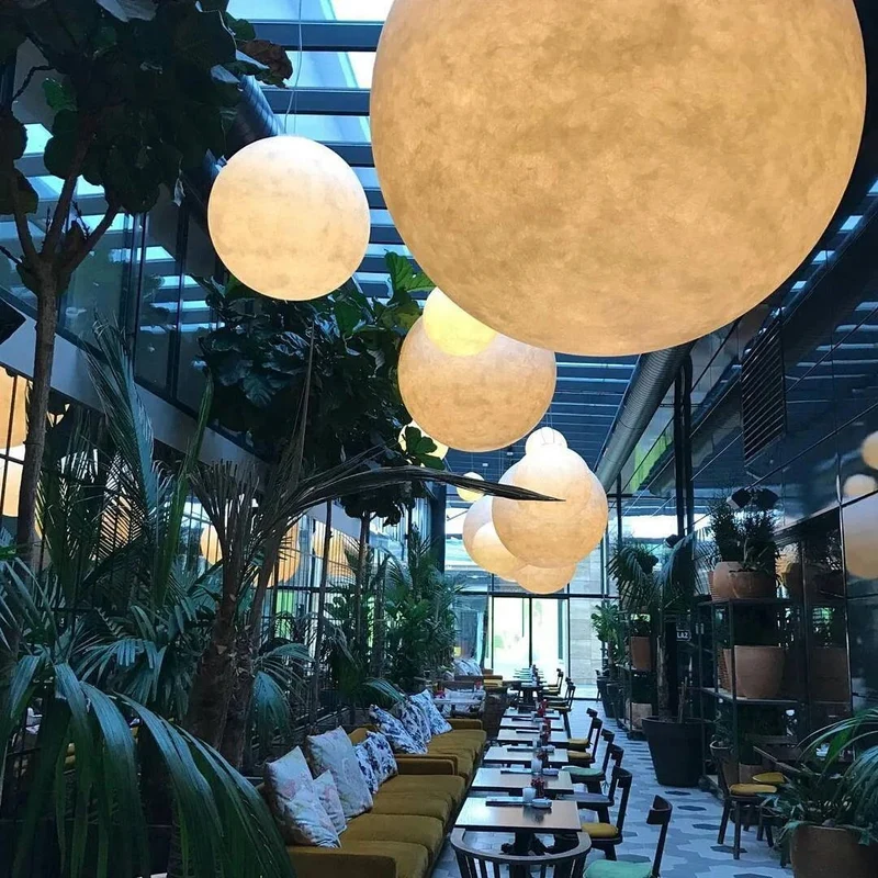 Hangende Maanlamp Bolvormig Wit Design Verstelbaar 25-100cm Sfeerverlichting Modern Interieur Woonkamer | Sansoti