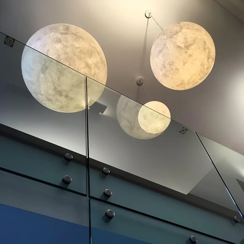 Hangende Maanlamp Bolvormig Wit Design Verstelbaar 25-100cm Sfeerverlichting Modern Interieur Woonkamer | Sansoti