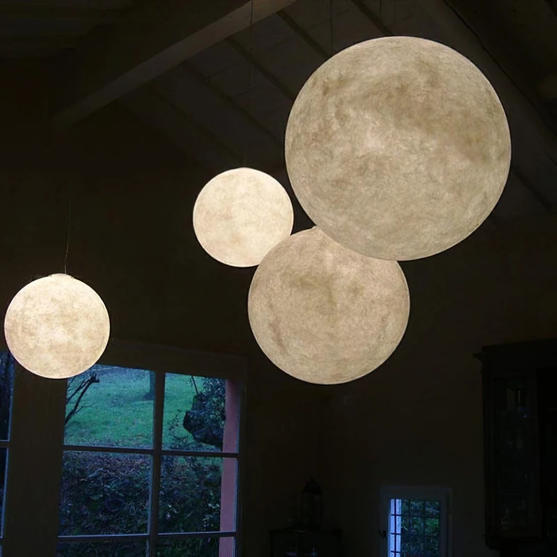 Hangende Maanlamp Bolvormig Wit Design Verstelbaar 25-100cm Sfeerverlichting Modern Interieur Woonkamer | Sansoti