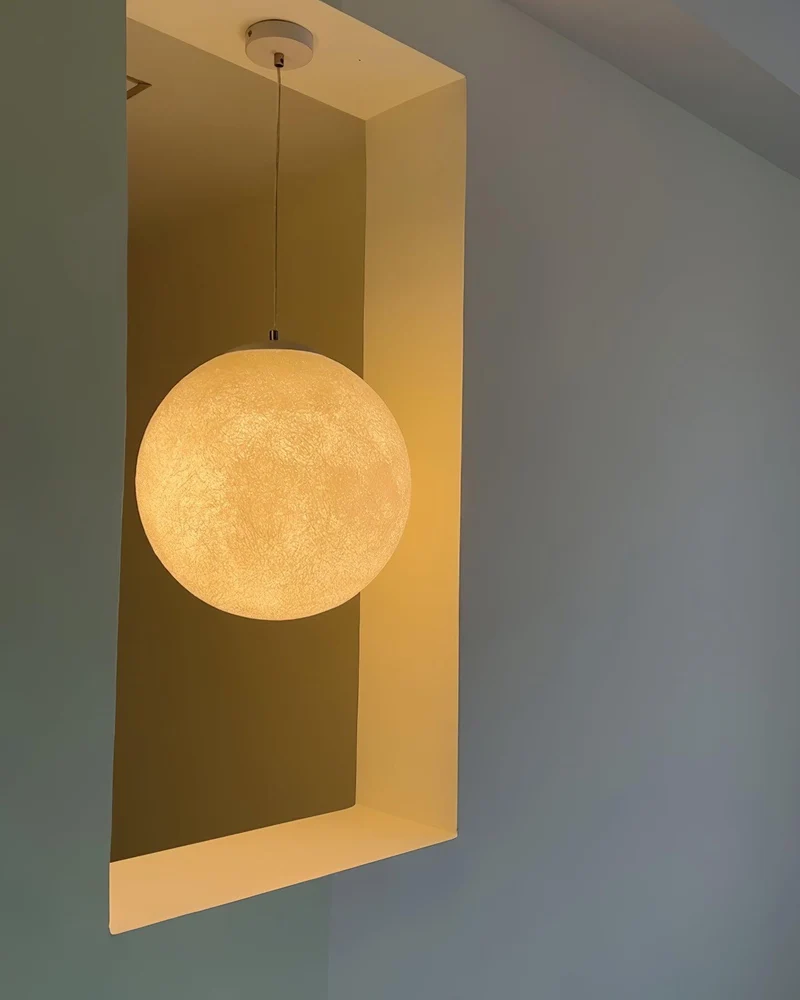 Hangende Maanlamp Bolvormig Wit Design Verstelbaar 25-100cm Sfeerverlichting Modern Interieur Woonkamer | Sansoti