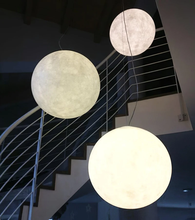 Hangende Maanlamp Bolvormig Wit Design Verstelbaar 25-100cm Sfeerverlichting Modern Interieur Woonkamer | Sansoti