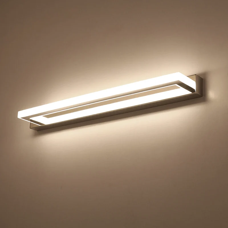 Rechthoekige LED Wandlamp Wit voor Badkamerspiegel Metaal Acryl Modern Spiegelverlichting Spatwaterdicht IP44 | Sansoti