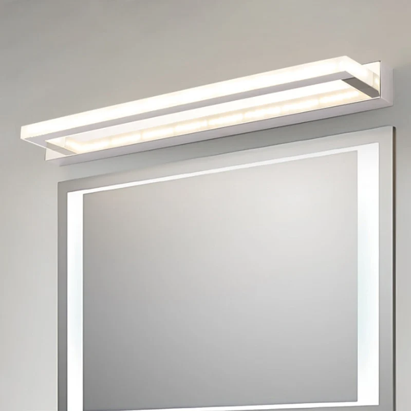 Rechthoekige LED Wandlamp Wit voor Badkamerspiegel Metaal Acryl Modern Spiegelverlichting Spatwaterdicht IP44 | Sansoti