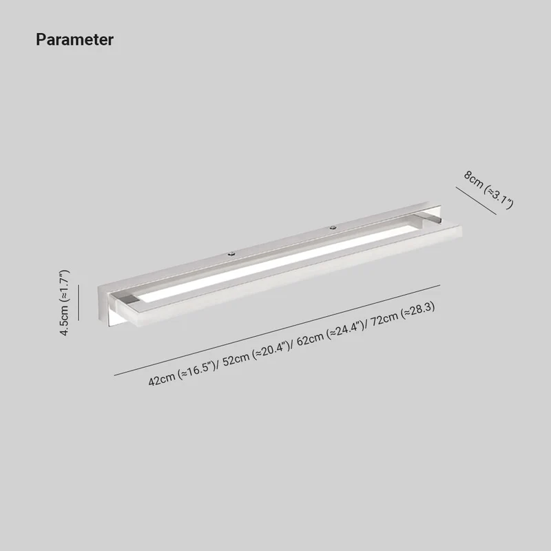 Rechthoekige LED Wandlamp Wit voor Badkamerspiegel Metaal Acryl Modern Spiegelverlichting Spatwaterdicht IP44 | Sansoti