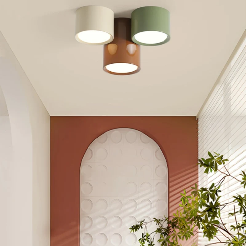 Plafondlamp Gekleurd Metaal Cilindrisch Design Warm Licht Slaapkamer Hal Kinderkamer Woonkamer Sfeerverlichting | Sansoti