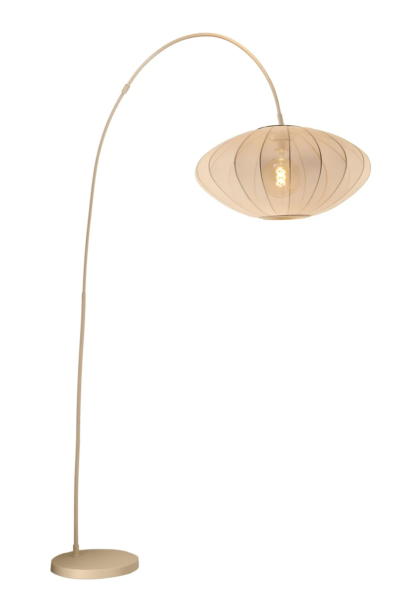 Bogenleuchte Corina mit ovalem Stoffschirm 192cm