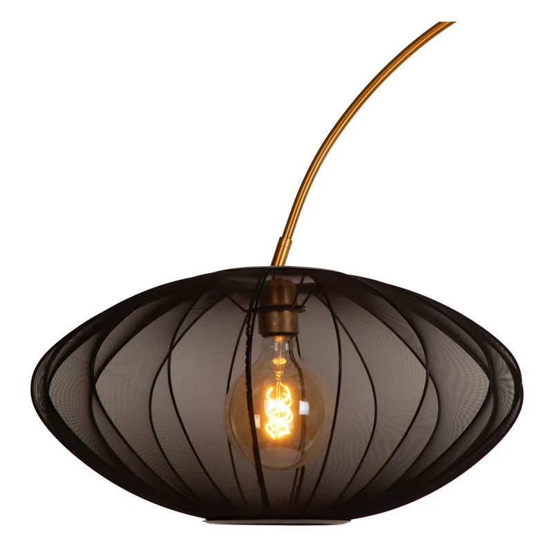 Bogenleuchte Corina mit ovalem Stoffschirm 192cm