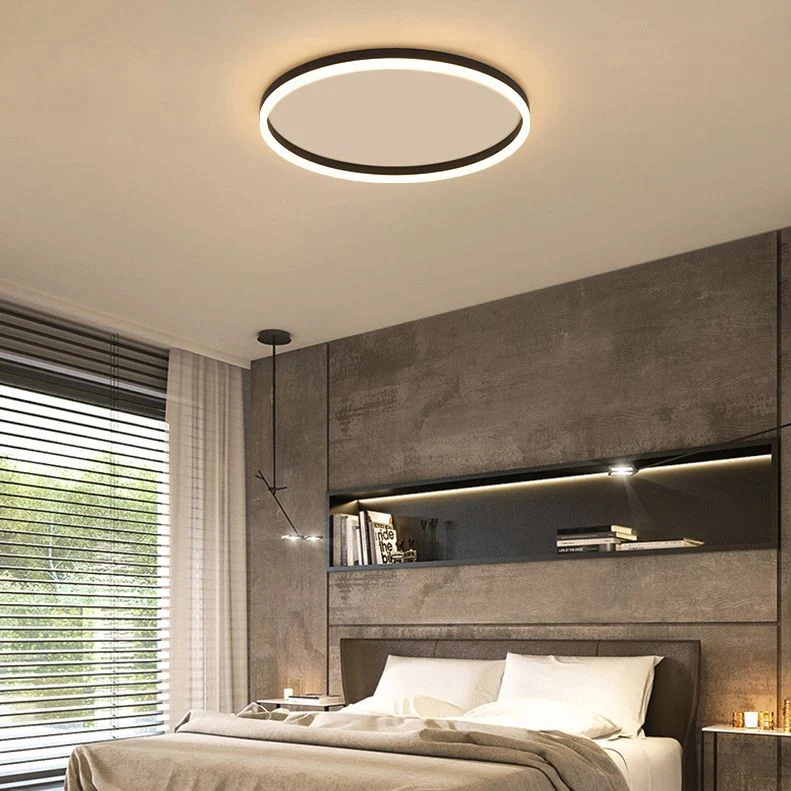 Moderne Ringvormige LED Plafondlamp Zwart Metaal Design Woonkamer Slaapkamer Dimbaar Lichttemperatuur | Sansoti