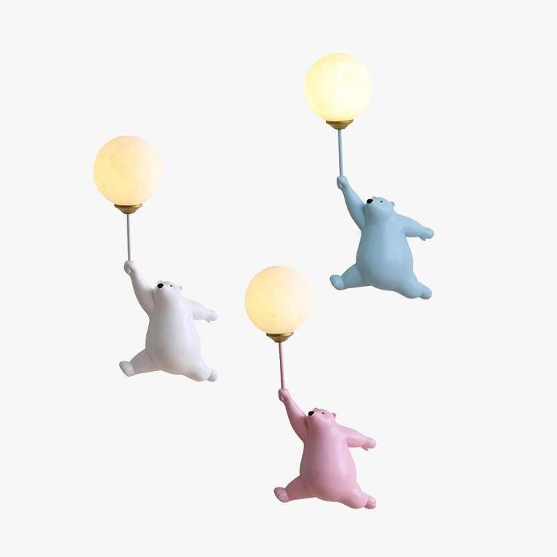 Wandlamp Berenvorm met LED Ballon Acryl Wit Blauw Roze voor Kinderkamer Slaapkamer Babykamer Leeslamp | Sansoti