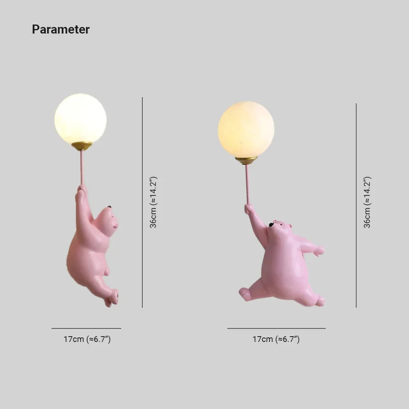 Wandlamp Berenvorm met LED Ballon Acryl Wit Blauw Roze voor Kinderkamer Slaapkamer Babykamer Leeslamp | Sansoti