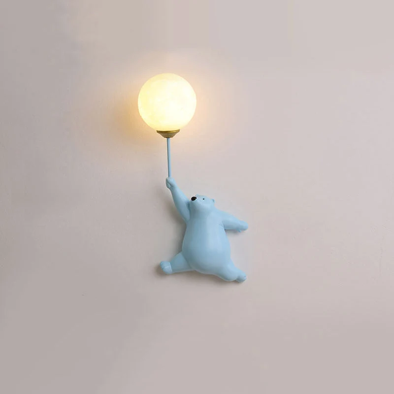 Wandlamp Berenvorm met LED Ballon Acryl Wit Blauw Roze voor Kinderkamer Slaapkamer Babykamer Leeslamp | Sansoti