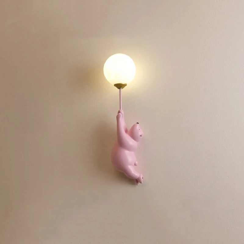 Wandlamp Berenvorm met LED Ballon Acryl Wit Blauw Roze voor Kinderkamer Slaapkamer Babykamer Leeslamp | Sansoti