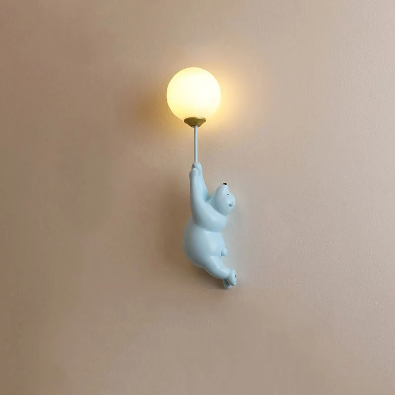 Wandlamp Berenvorm met LED Ballon Acryl Wit Blauw Roze voor Kinderkamer Slaapkamer Babykamer Leeslamp | Sansoti