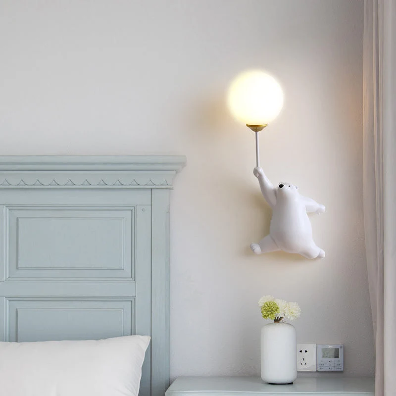 Wandlamp Berenvorm met LED Ballon Acryl Wit Blauw Roze voor Kinderkamer Slaapkamer Babykamer Leeslamp | Sansoti