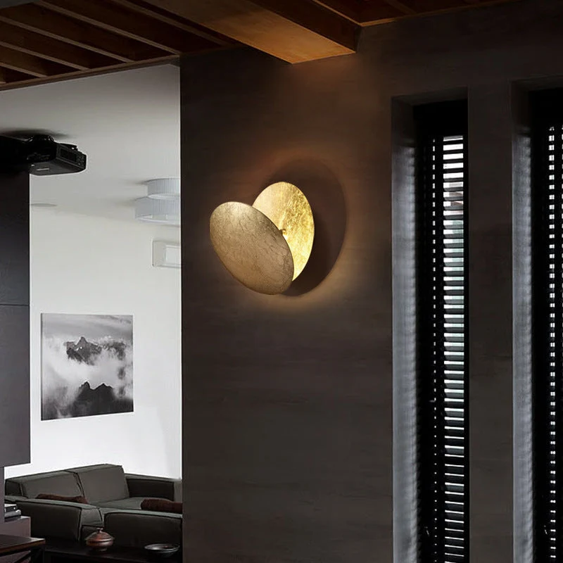 Metalen Wandlamp LED Rond Maan Design Rood Brons Goud Woonkamer Slaapkamer Sfeerverlichting Modern Decoratief | Sansoti