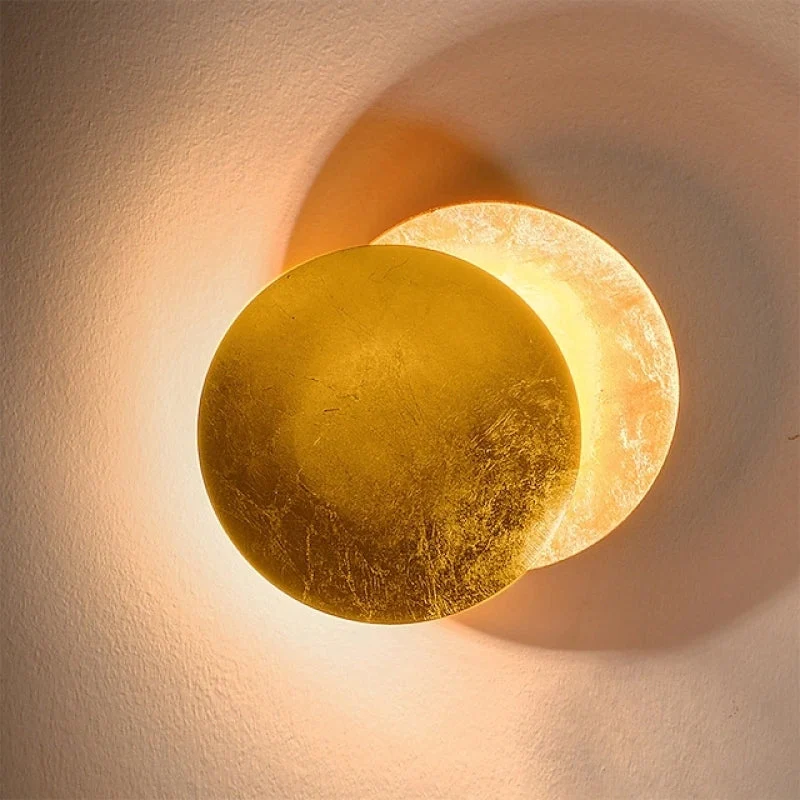 Metalen Wandlamp LED Rond Maan Design Rood Brons Goud Woonkamer Slaapkamer Sfeerverlichting Modern Decoratief | Sansoti