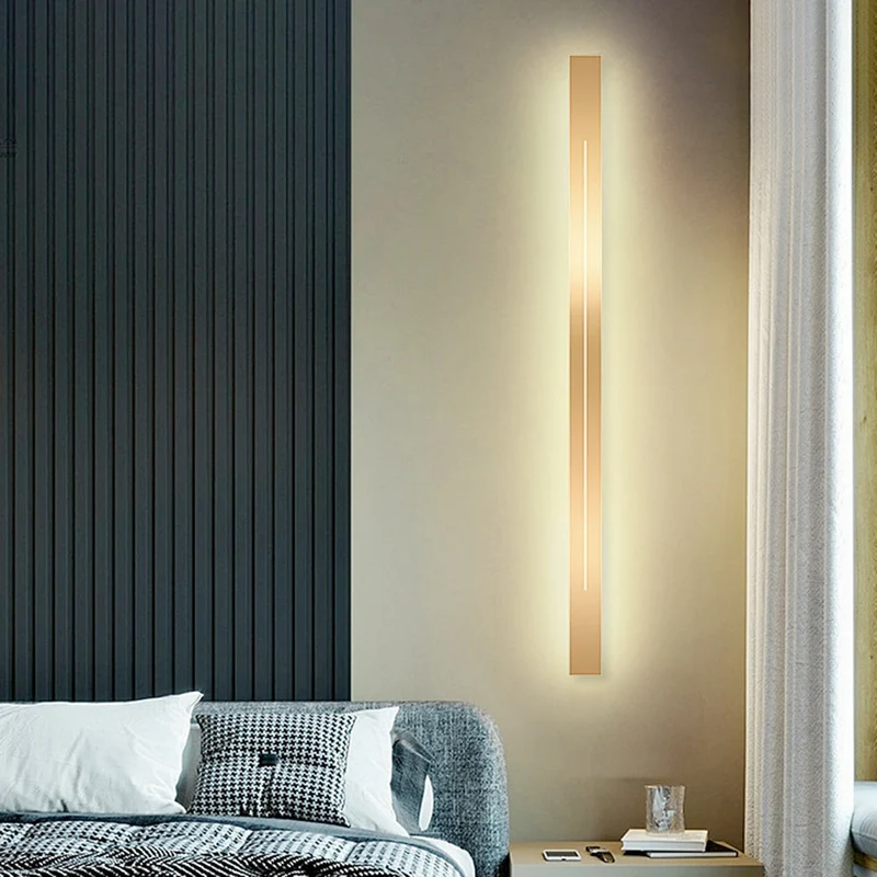 Moderne LED Wandlamp Minimalistisch Design Slaapkamer Woonkamer Zwart Goud Dimbaar Sfeerverlichting Interieur | Sansoti