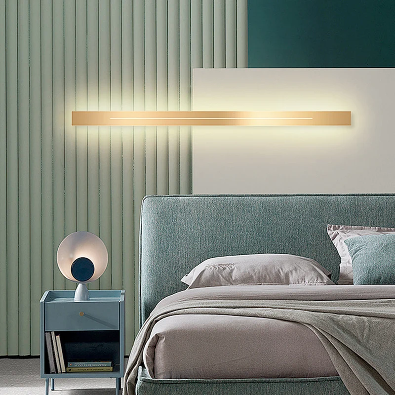 Moderne LED Wandlamp Minimalistisch Design Slaapkamer Woonkamer Zwart Goud Dimbaar Sfeerverlichting Interieur | Sansoti