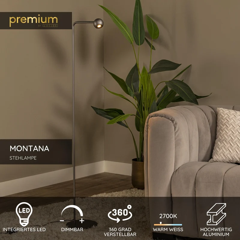 LED-Stehlampe Montana dimmbar schwenkbar