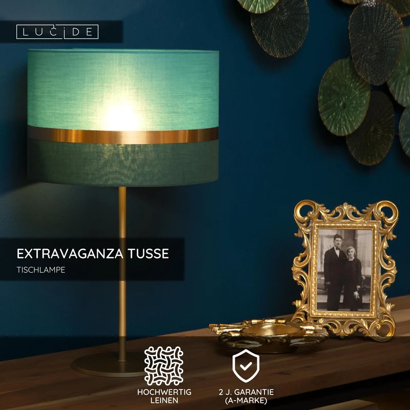 Tischleuchte Extravaganza Tusse rund mit Leinenschirm Ø 30cm