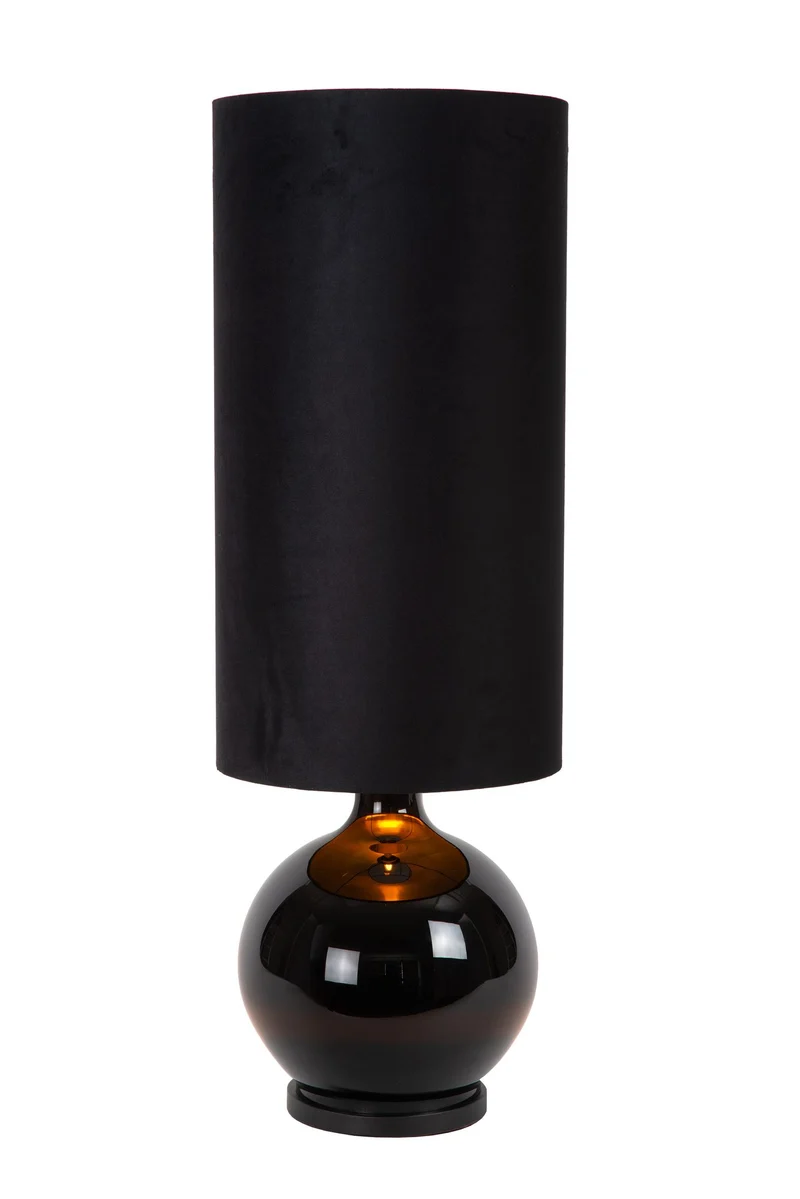 Stehleuchte Esterad Retro Glaskugel-Sockel Stoffschirm 100cm