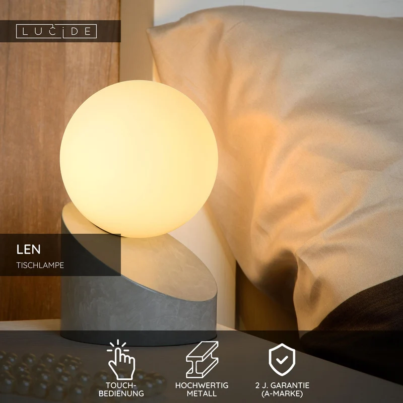 Tischlampe Len mit Schirm aus Glas