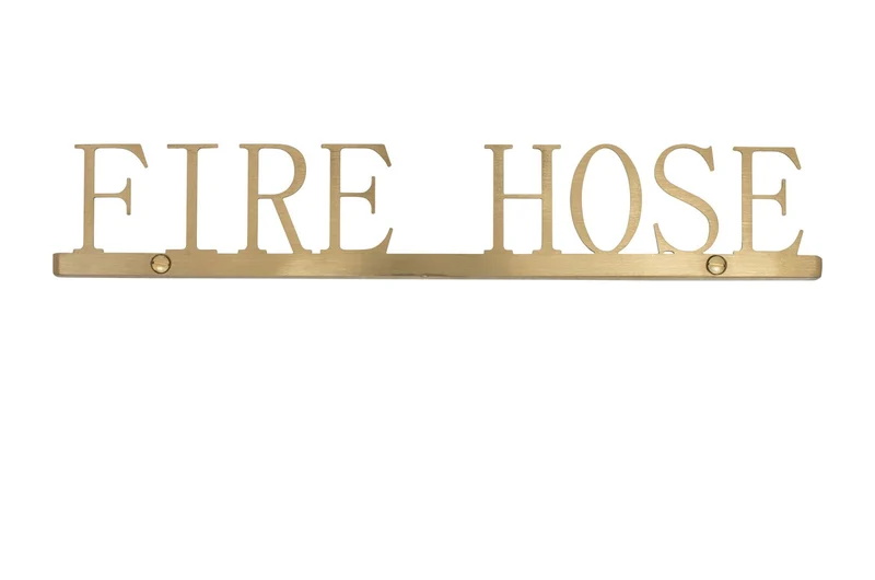 Casa Padrino Luxus Deko Objekt Gold 35,3 x 1,1 x H. 6 cm - Edelstahl Schriftzug Fire Hose in gebürsteter Goldoptik - Luxus Deko Accessoires