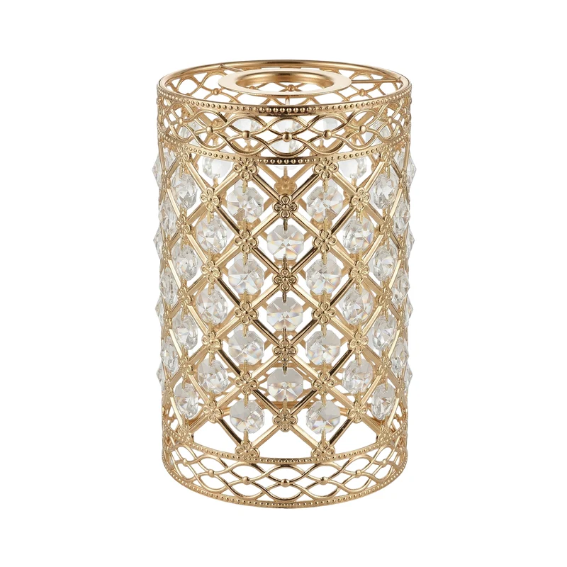 Ersatz-Kristalllampenschirm E27 Gold | Vintage deco kafig Lampenschirm~3639