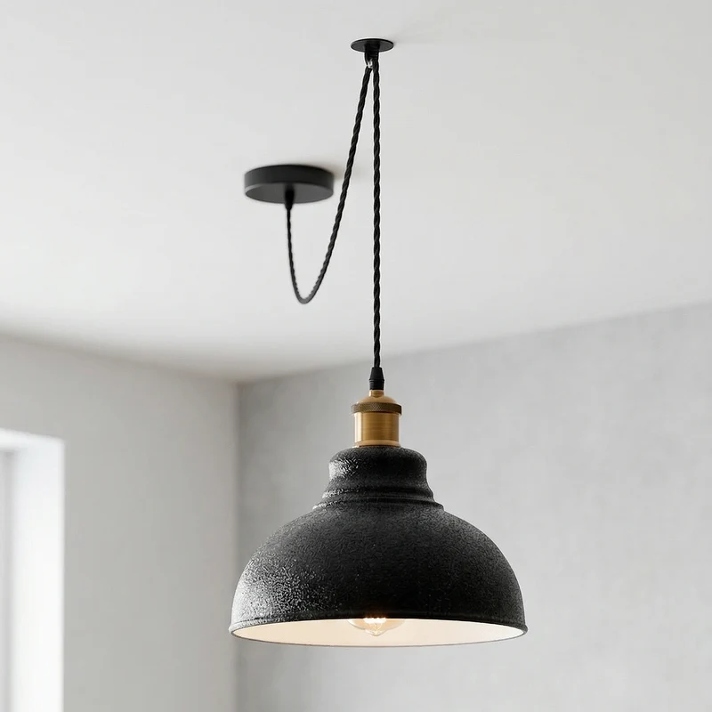 Industrial Spider Pendelleuchte, E27 gebogenem schirm mit Stoffkabel~3638