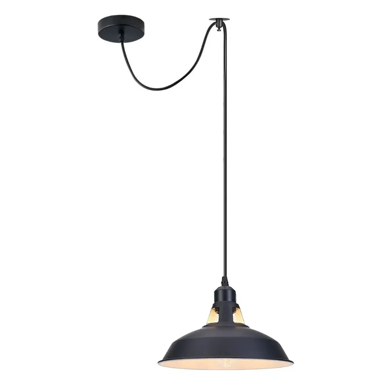 Industrie Pendelleuchte Schwarz Verstellbare Kabel Positionsleuchte E27 2m ~3666