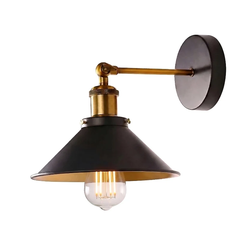 All Seasons Life Vintage Wandleuchte Industrial - Schwarz & Messing ~3630