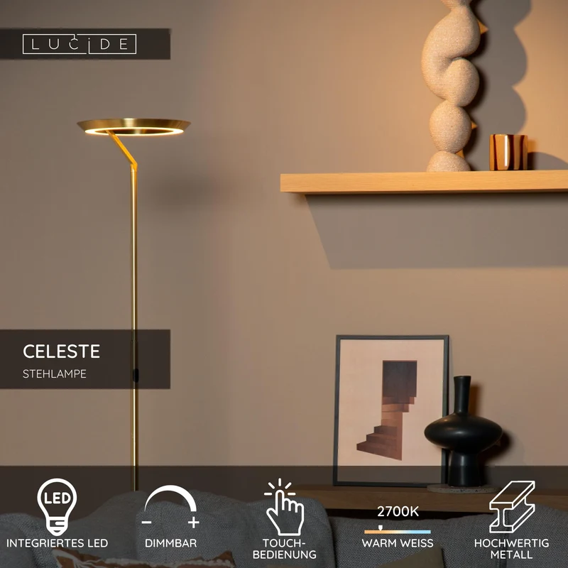 LED-Stehleuchte Celeste mit Touchdimmer Warmweiß 2700K 1400 lm