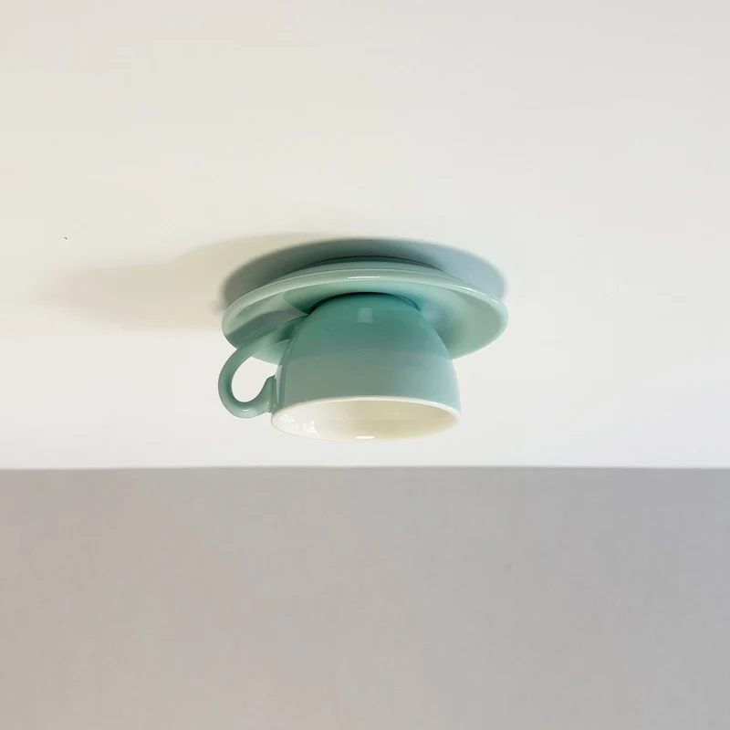 Keramische Plafondlamp Koffiemok Design LED Verlichting Speels Interieur Lichtinstallatie Woonkamer Slaapkamer | Sansoti