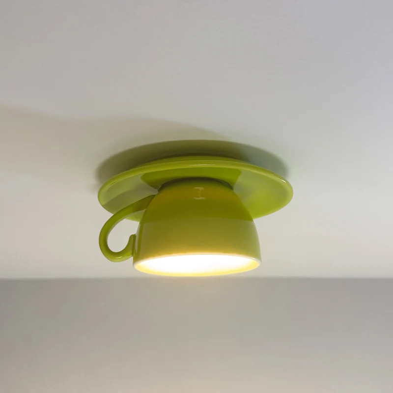 Keramische Plafondlamp Koffiemok Design LED Verlichting Speels Interieur Lichtinstallatie Woonkamer Slaapkamer | Sansoti